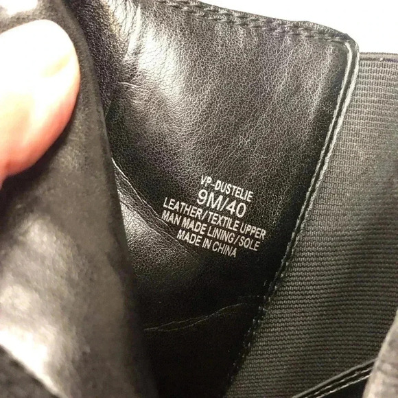 Vince Camuto Dustlie Goth 9M/40 Black Leather Ankle Bootie Chunky Heels Zip - Picture 8 of 9